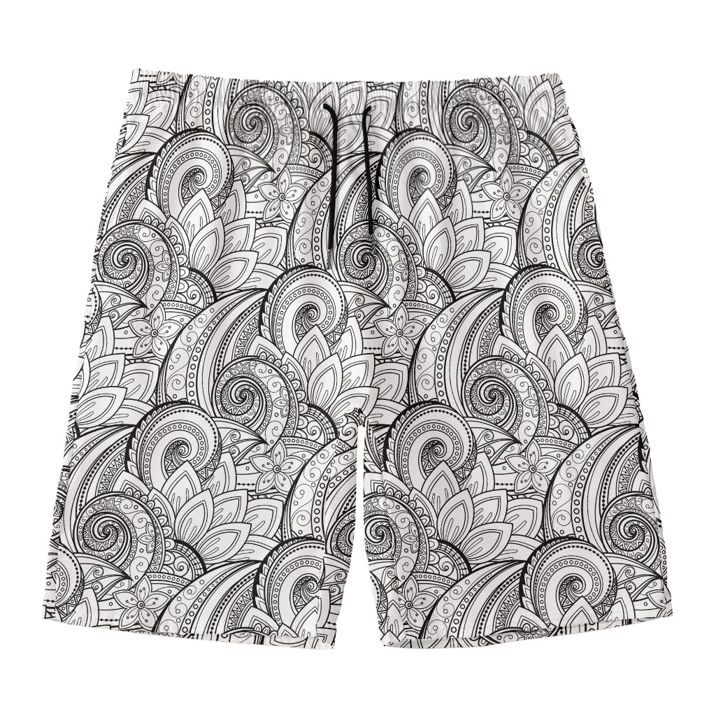 Zentangle Flower Pattern Print Men's Swim Trunks