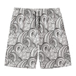 Zentangle Flower Pattern Print Men's Swim Trunks