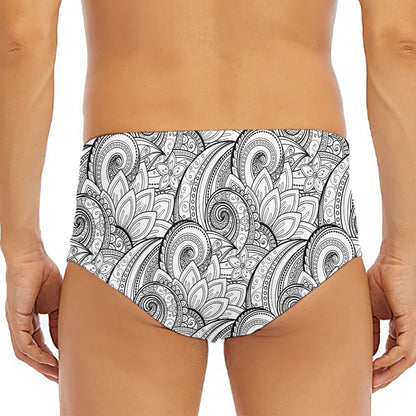 Zentangle Flower Pattern Print Men's Triangle Swim Briefs