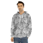 Zentangle Flower Pattern Print Men's Velvet Pullover Hoodie