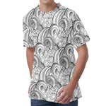 Zentangle Flower Pattern Print Men's Velvet T-Shirt