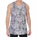 Zentangle Flower Pattern Print Men's Velvet Tank Top