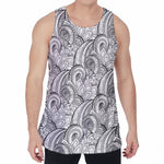 Zentangle Flower Pattern Print Men's Velvet Tank Top