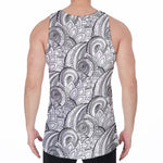 Zentangle Flower Pattern Print Men's Velvet Tank Top