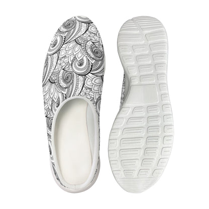 Zentangle Flower Pattern Print Mesh Casual Shoes