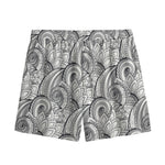 Zentangle Flower Pattern Print Mesh Shorts