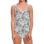 Zentangle Flower Pattern Print One Piece Swimsuit