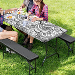 Zentangle Flower Pattern Print Picnic Table Cover