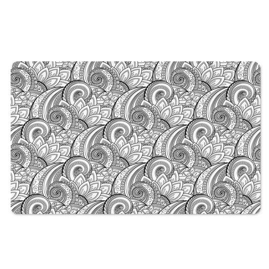 Zentangle Flower Pattern Print Polyester Doormat