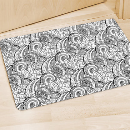 Zentangle Flower Pattern Print Polyester Doormat