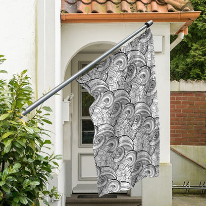 Zentangle Flower Pattern Print Polyester Flag