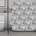 Zentangle Flower Pattern Print Polyester Shower Curtain