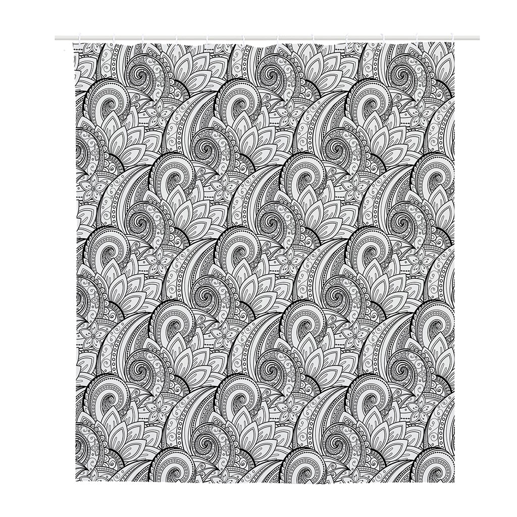 Zentangle Flower Pattern Print Polyester Shower Curtain