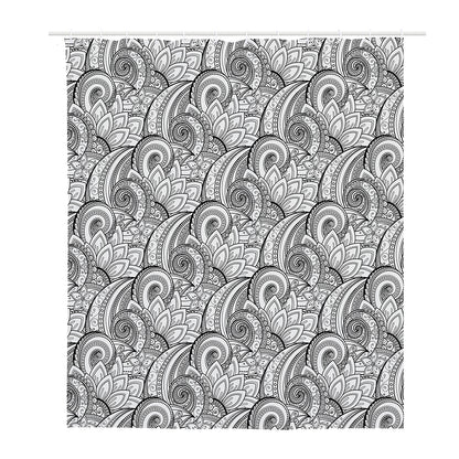 Zentangle Flower Pattern Print Polyester Shower Curtain