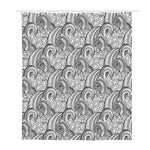 Zentangle Flower Pattern Print Polyester Shower Curtain
