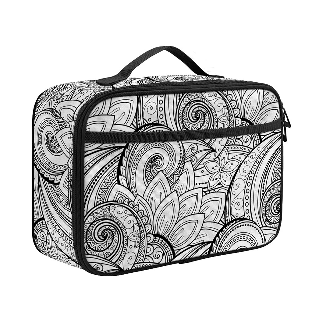 Zentangle Flower Pattern Print Portable Lunch Bag