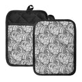Zentangle Flower Pattern Print Pot Holders With Pocket