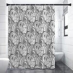 Zentangle Flower Pattern Print Premium Shower Curtain