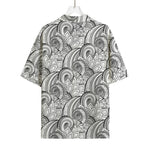 Zentangle Flower Pattern Print Rayon Hawaiian Shirt