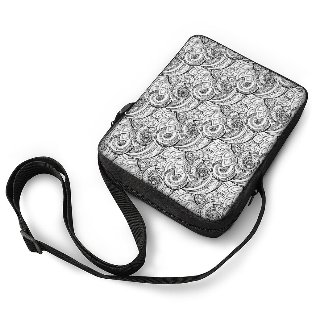 Zentangle Flower Pattern Print Rectangular Crossbody Bag