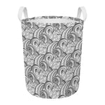 Zentangle Flower Pattern Print Round Laundry Basket