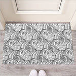 Zentangle Flower Pattern Print Rubber Doormat