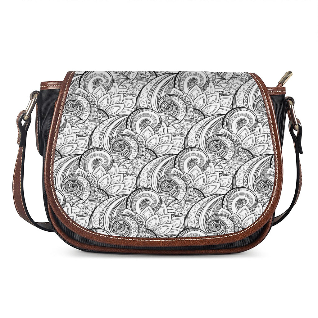 Zentangle Flower Pattern Print Saddle Bag
