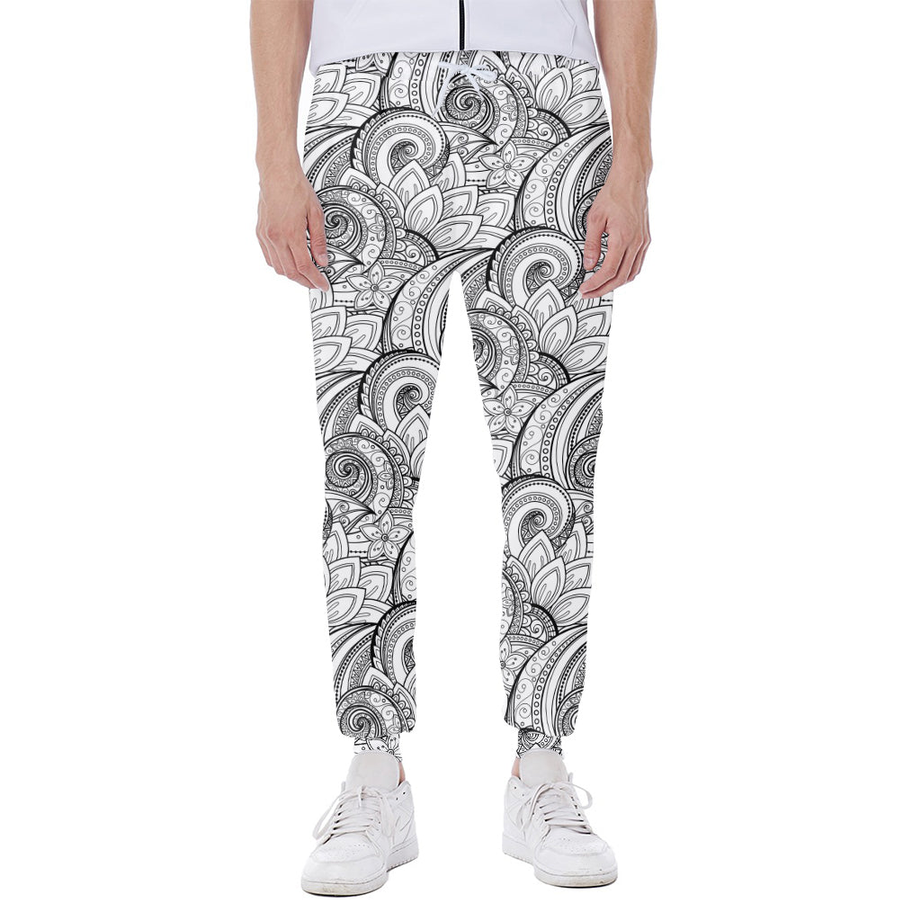 Zentangle Flower Pattern Print Scuba Joggers