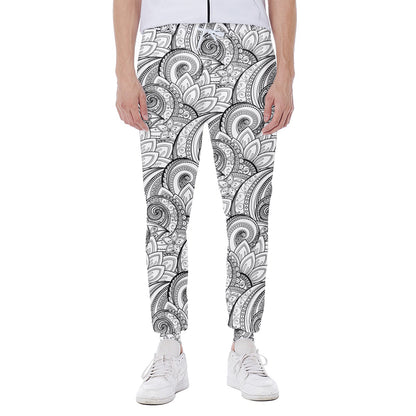 Zentangle Flower Pattern Print Scuba Joggers