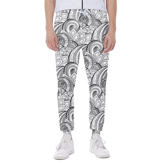 Zentangle Flower Pattern Print Scuba Joggers