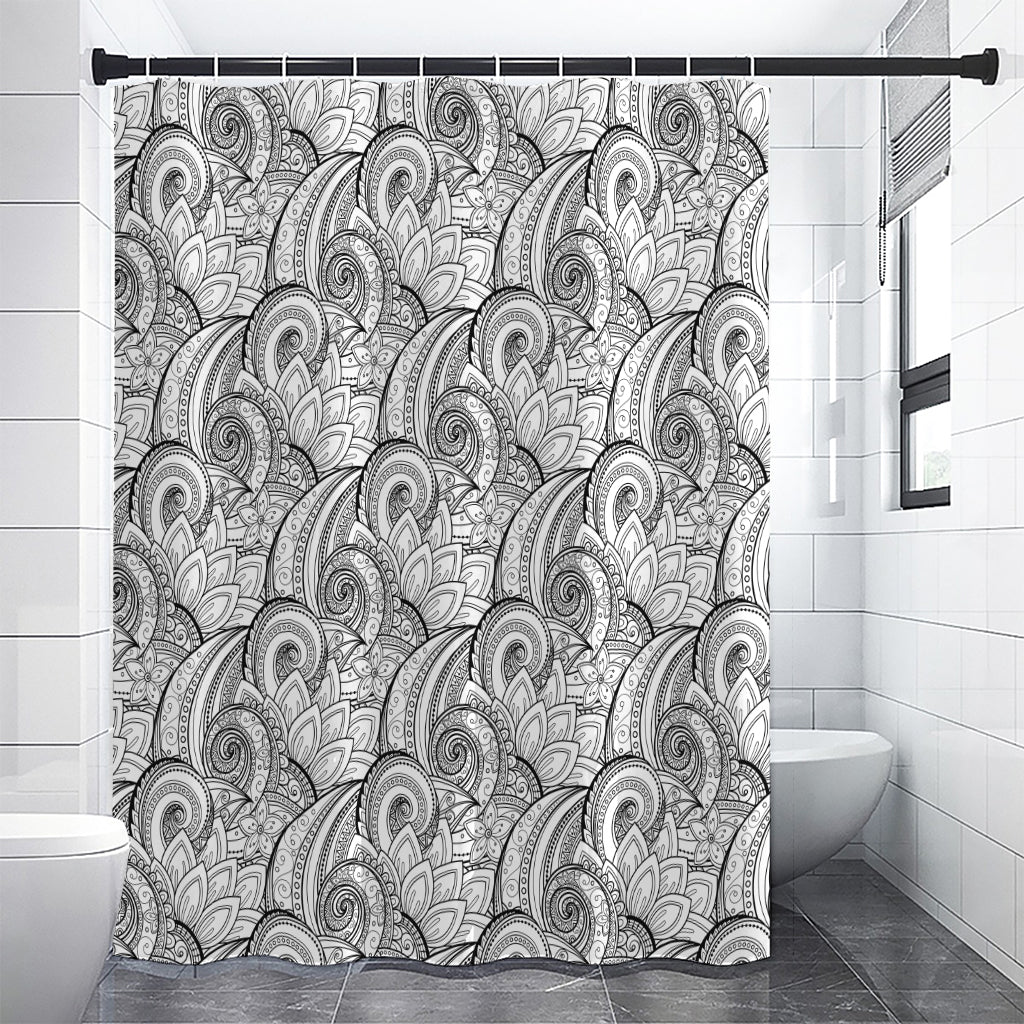 Zentangle Flower Pattern Print Shower Curtain