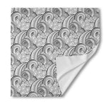 Zentangle Flower Pattern Print Silk Bandana