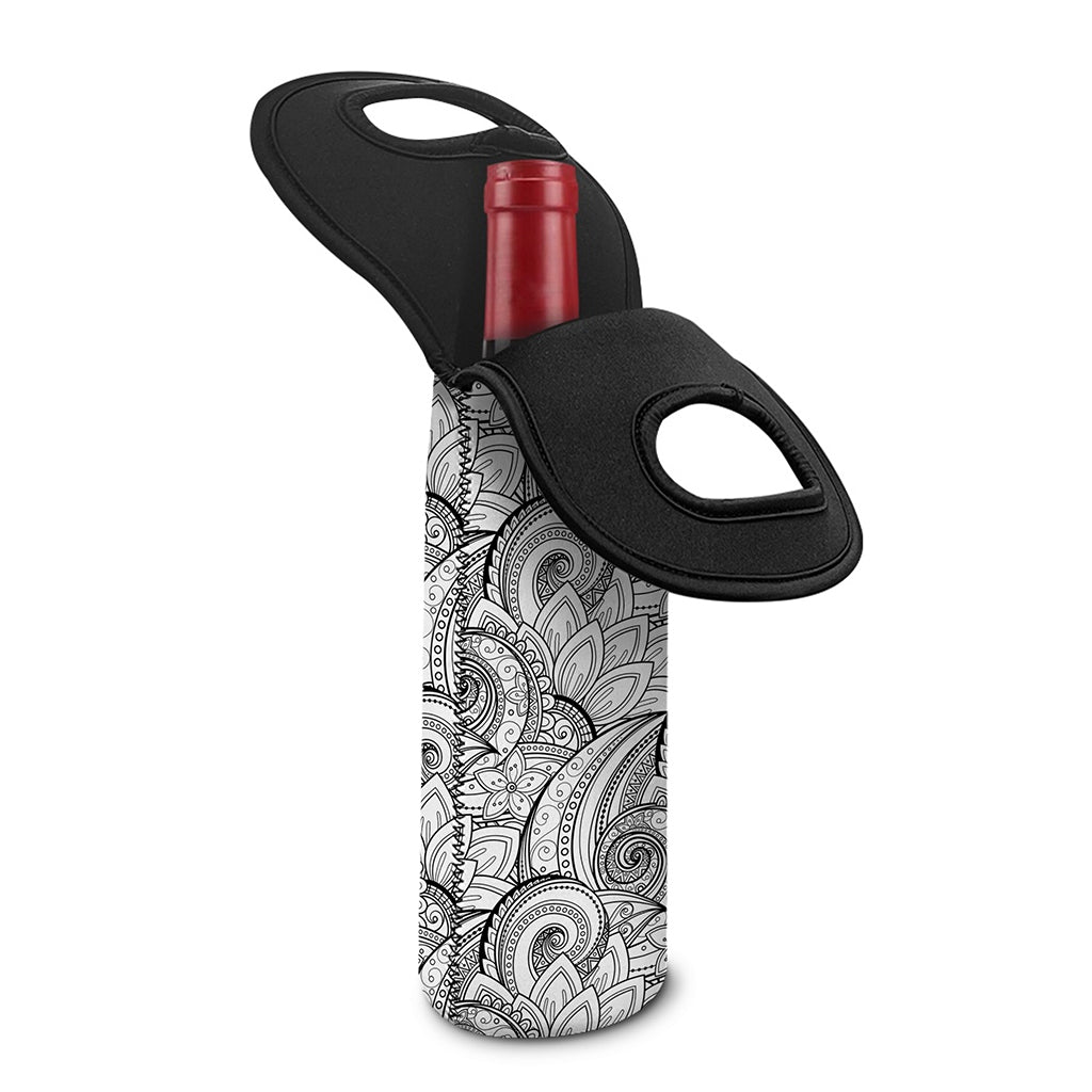 Zentangle Flower Pattern Print Single Neoprene Wine Tote