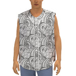 Zentangle Flower Pattern Print Sleeveless Baseball Jersey