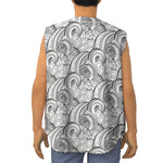 Zentangle Flower Pattern Print Sleeveless Baseball Jersey