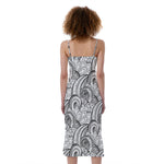 Zentangle Flower Pattern Print Slim Fit Midi Cami Dress