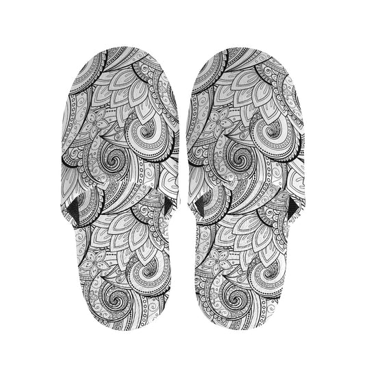 Zentangle Flower Pattern Print Slippers