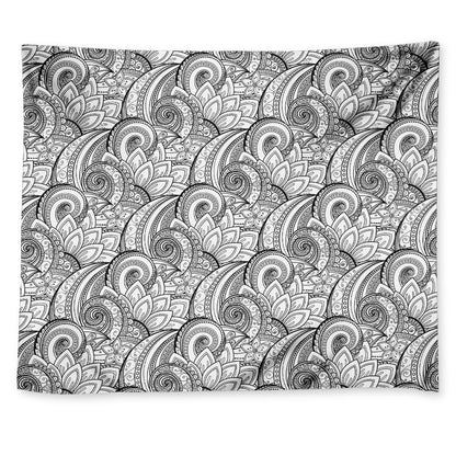 Zentangle Flower Pattern Print Tapestry