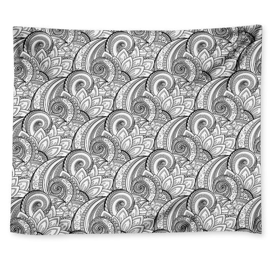 Zentangle Flower Pattern Print Tapestry