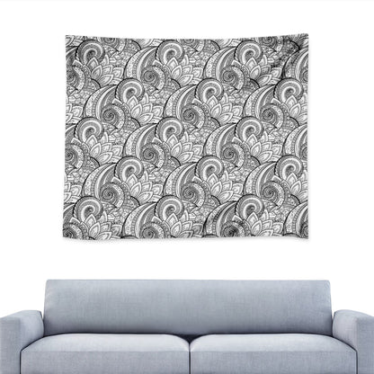 Zentangle Flower Pattern Print Tapestry