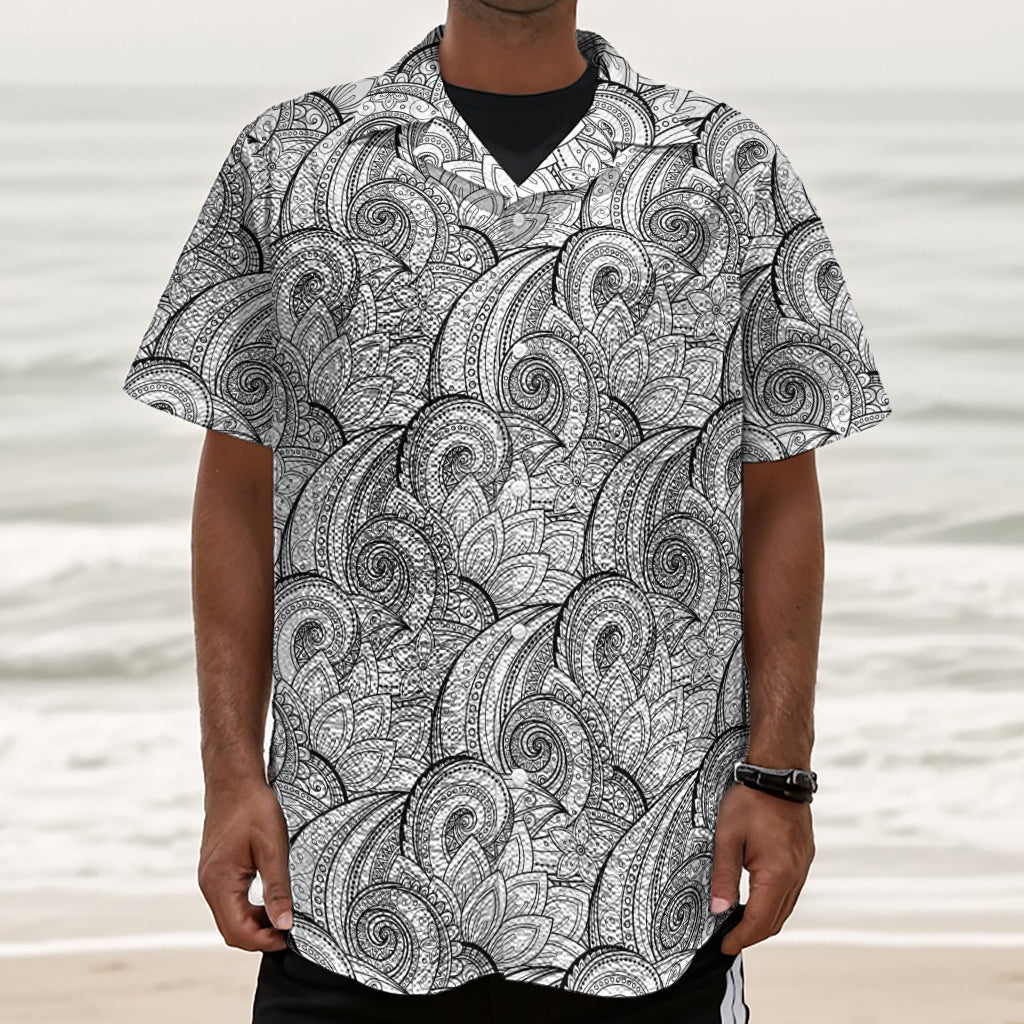 Zentangle Flower Pattern Print Textured Short Sleeve Shirt