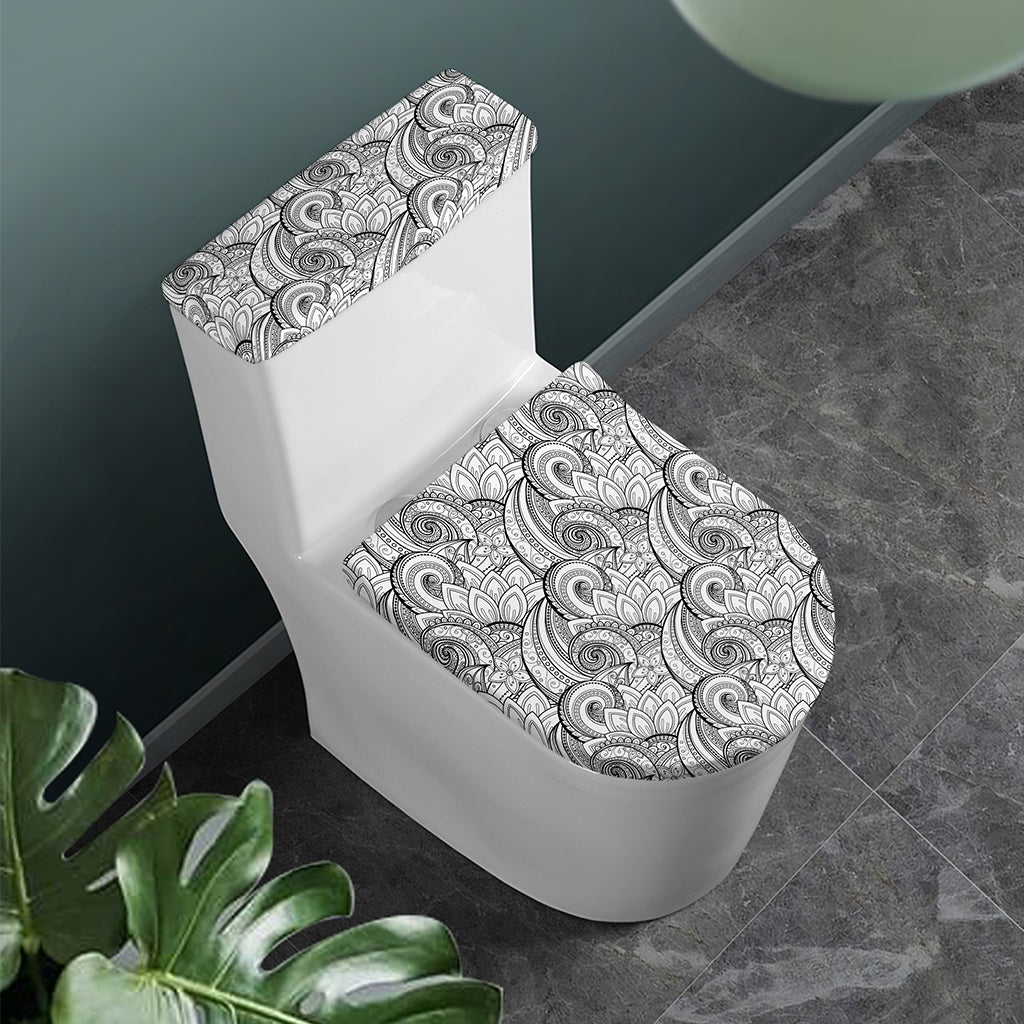 Zentangle Flower Pattern Print Toilet Lid And Tank Cover Set