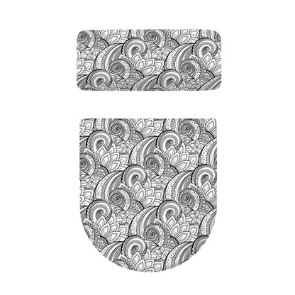 Zentangle Flower Pattern Print Toilet Lid And Tank Cover Set