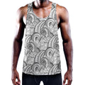 Zentangle Flower Pattern Print Men's Workout Tank Top