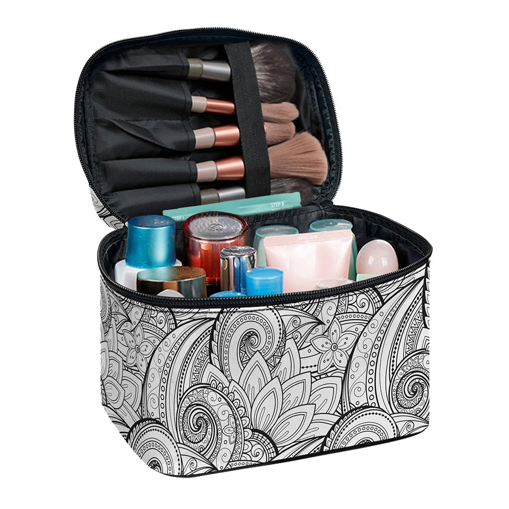 Zentangle Flower Pattern Print Travel Makeup Bag