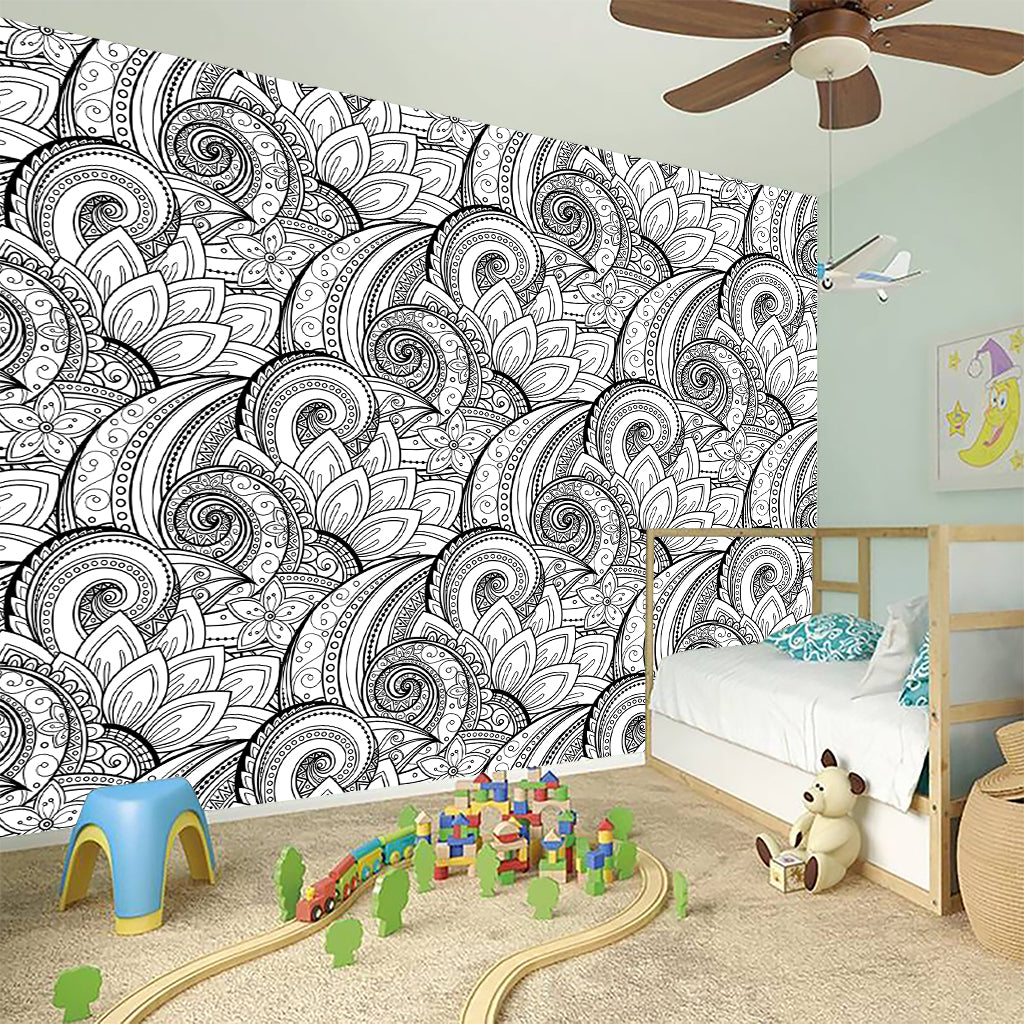 Zentangle Flower Pattern Print Wall Sticker
