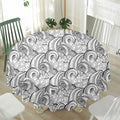 Zentangle Flower Pattern Print Waterproof Round Tablecloth