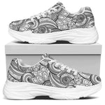 Zentangle Flower Pattern Print White Chunky Shoes