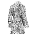 Zentangle Flower Pattern Print Women's Bathrobe