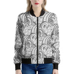 Zentangle Flower Pattern Print Women's Bomber Jacket
